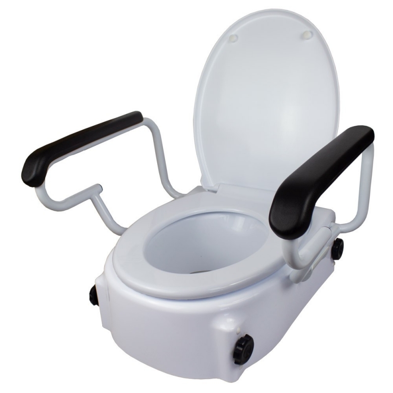 Elevador WC con tapa 17 cm regulable inclinable reposabrazos abatibles :  Ayudas Diarias